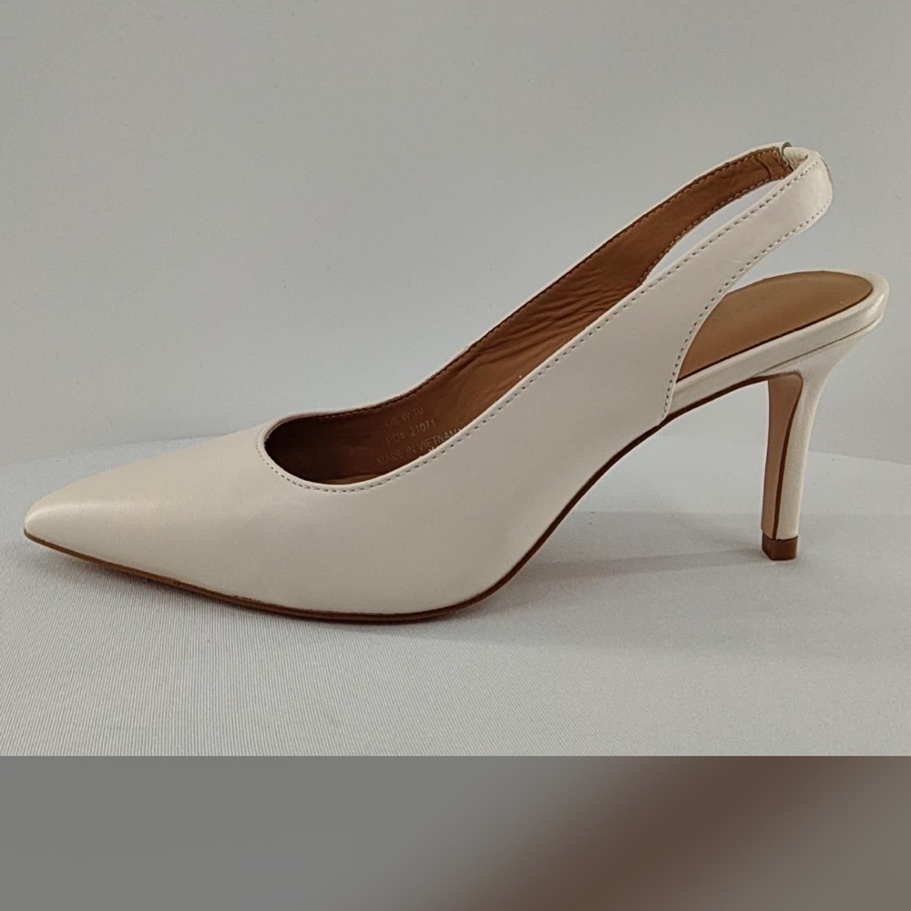 Quince Cream Pointed Toe Slingback Heels